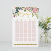 Papier Floral Boho Chic Baby shower Jeu de Bingo (Debout devant)