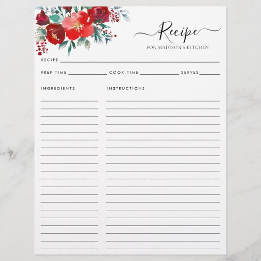 Papier Floral Bourgogne Holly Leaf cuisine de vacances Re (Devant)