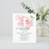 Papier Floral / BUDGET- Invitation Baptême de fille. (Debout devant)