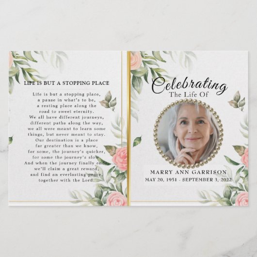 Papier Floral Celebration of Life Program (Devant)