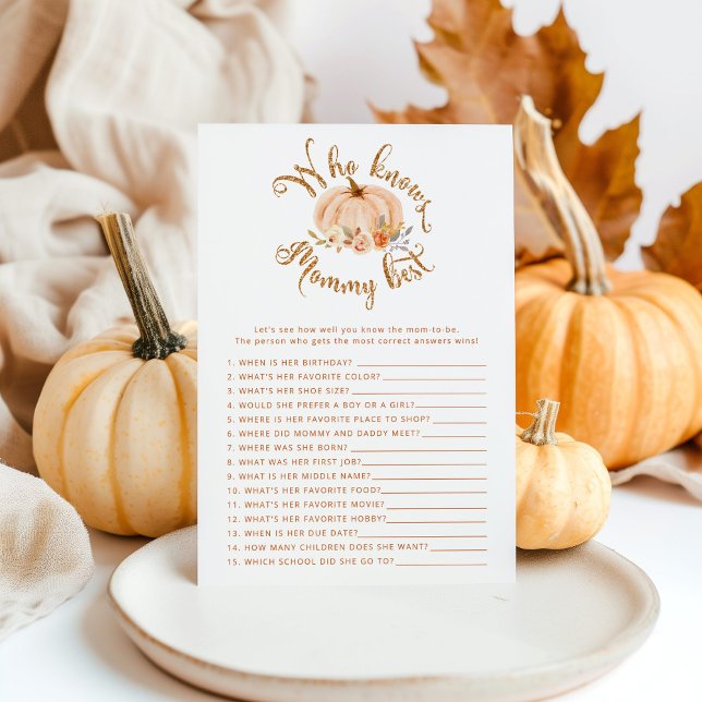Papier Floral citrouille Qui connaît maman meilleur jeu d (Créateur téléchargé)
