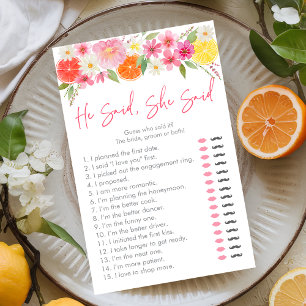 Papier Floral Citrus Il A Dit Qu'Elle A Dit Jeu De Mariag