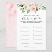 Papier Floral Combien d'âge ont été la mariée et le jeu d (Devant / Derrière)