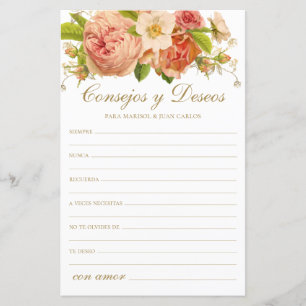 Papier Floral Conseils et souhaits espagnol