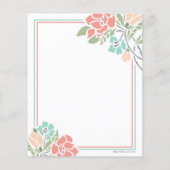 Papier Floral Coral Invitation Turquoise douche nuptiale (Dos)