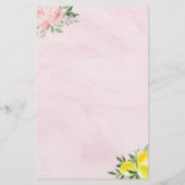 Papier Floral De Citron Rose Qui Connaît La Mariée Meille (Dos)