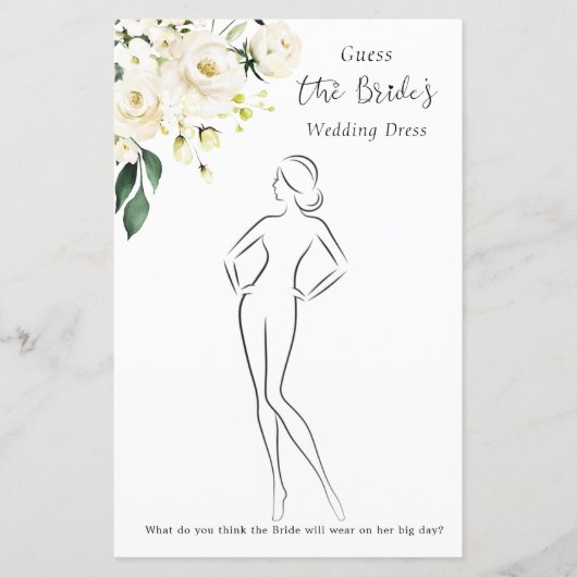 Papier Floral Devinez La Fête des mariées Robe Jeu Stat (Devant)