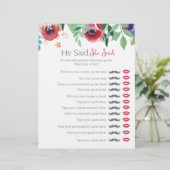 Papier Floral dit qu'elle a dit jeu de douche (Debout devant)