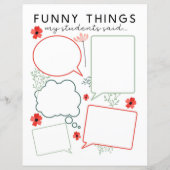 Papier Floral Drôle Que Mes Étudiants Ont Dit (Dos)