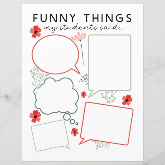 Papier Floral Drôle Que Mes Étudiants Ont Dit (Devant)