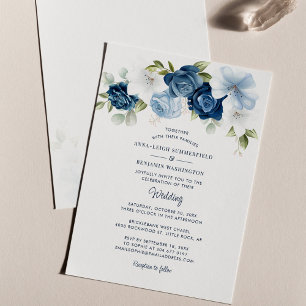 Papier Floral Dusty Blue Budget Faire-part de mariage