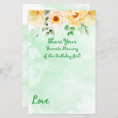 Papier Floral Favorite Mémoire de la fille d'anniversaire (Devant / Derrière)