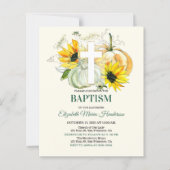 Papier Floral & Gold/BUDGET- Baptism Invitation. (Devant)
