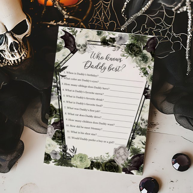 Papier Floral Gothique Qui connaît Daddy Best Game (Floral Gothic Coffin Baby Shower Who knows Daddy Best Game)