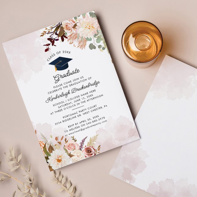 Papier Floral Graduation 2025 Party Invitation (Créateur téléchargé)