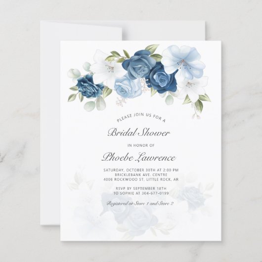 Papier Floral Green Script Bridal Shower Invitation (Devant)