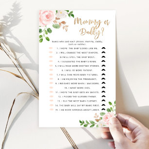 Papier Floral Guess Who Said It Mommy ou Daddy jeu