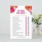 Papier Floral Il A Dit Qu'Elle A Dit Wedding shower Game  (Debout devant)