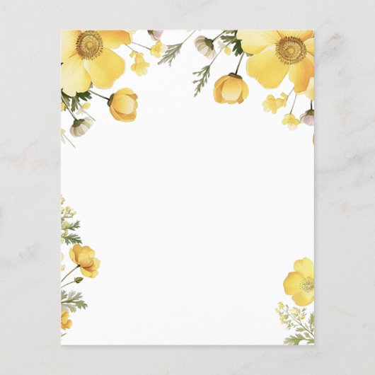 Papier Floral Jaune 80e anniversaire Invitation budgétair (Dos)