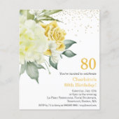 Papier Floral Jaune 80e Budget Invitation Anniversaire (Devant)