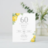 Papier Floral jaune | Invitation budgétaire pour 60e anni (Debout devant)