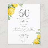 Papier Floral jaune | Invitation budgétaire pour 60e anni (Devant)