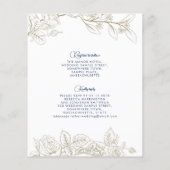 Papier Floral Marine Blue Gold Budget Faire-part de maria (Dos)