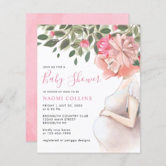 Papier Floral mère mère mère mère mère mère Baby shower (Devant / Derrière)