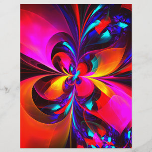 Papier Floral moderne Art Abstrait Rouge Bleu Motif #07
