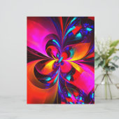 Papier Floral moderne Art Abstrait Rouge Bleu Motif #07 (Debout devant)