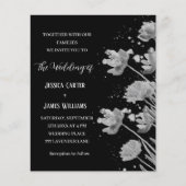 Papier Floral noir et blanc Élégant Mariage simple (Devant)