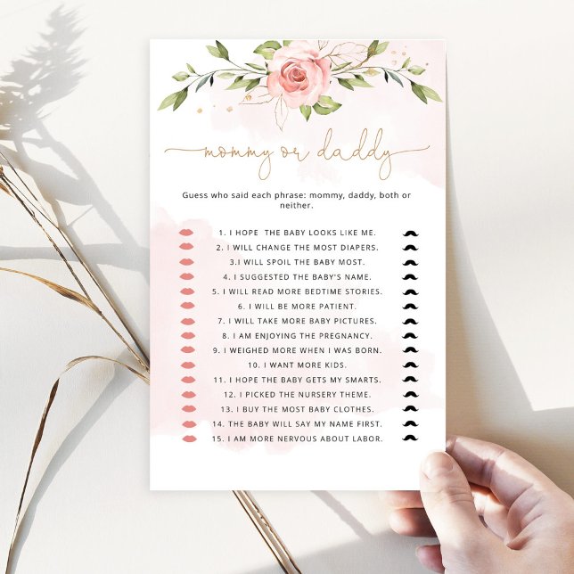 Papier Floral or Devinez qui a dit ça jeu maman ou papa (Créateur téléchargé)