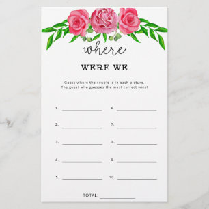 Papier Floral Où étions-nous jeu de douche nuptiale