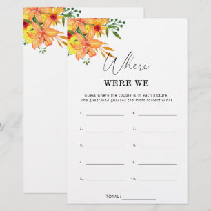 Papier Floral Où étions-nous jeu de douche nuptiale