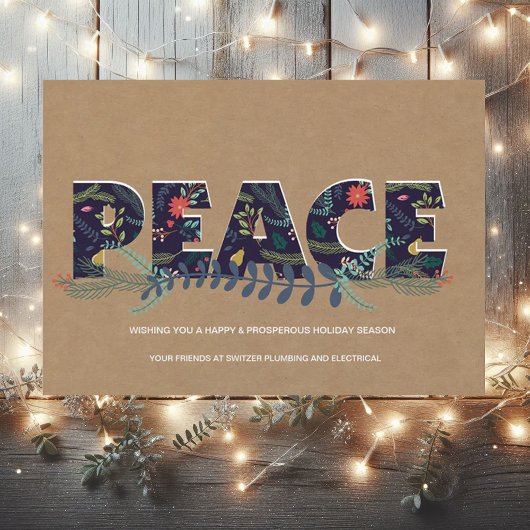 Papier Floral Peace Kraft Look Carte d'entreprise