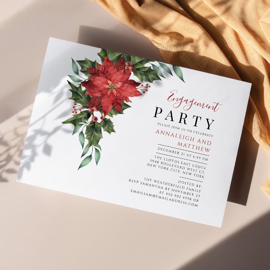 Papier Floral Poinsettia Engagement Party Invitation