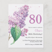 Papier Floral pourpre | 80e Invitation d'anniversaire du (Devant)