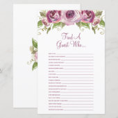 Papier Floral pourpre Trouvez le jeu de Fête des mariées  (Devant / Derrière)