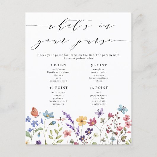 Papier Floral Printemps Été Ce qui est dans votre jeu de  (Devant)