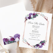 Papier Floral Purple Aquarelle Mariage Enregistrer la dat