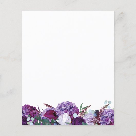 Papier Floral Purple Aquarelle Mariage Enregistrer la dat (Dos)