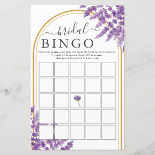 Papier Floral Purple Lavenders Fête des mariées Bingo Jeu
