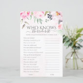 Papier Floral Qui Connaît La Mariée Meilleur Jeu De Fête  (Debout devant)