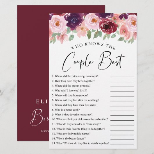 Papier Floral qui connaît le couple meilleur jeu de douch (Devant / Derrière)