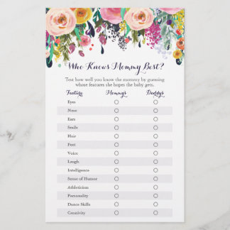 Papier Floral Qui Connaît Maman Meilleur Baby shower Jeu