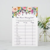 Papier Floral Qui Connaît Maman Meilleur Baby shower Jeu (Debout devant)