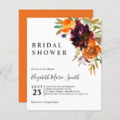 Papier Floral Red Fall Budget Douche nuptiale Invitation (Devant / Derrière)