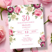Papier Floral rose | 30e Invitation d'anniversaire du bud