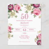 Papier Floral rose | 50e Invitation d'anniversaire du bud (Devant)