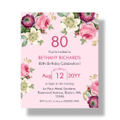 Papier Floral rose | 80e Invitation d'anniversaire du bud